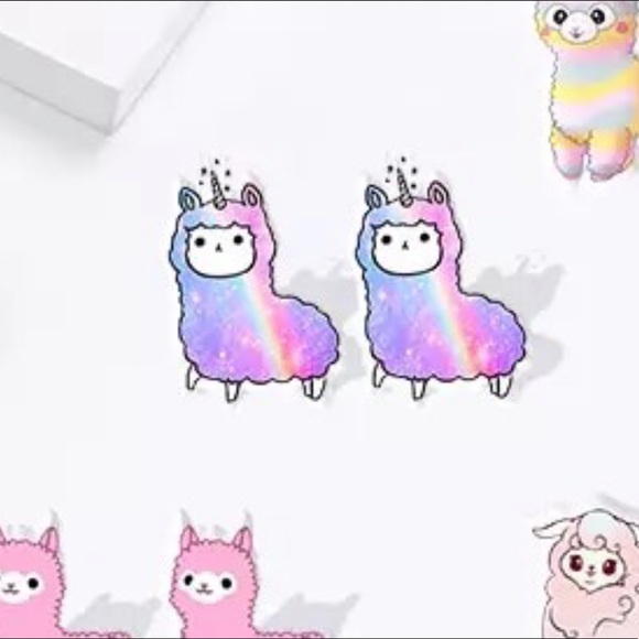 Jewelry - Rainbow Unicorn Llama Stud Earrings